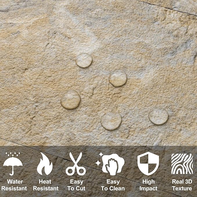 AULIGET 3" x 6" Subway Tile Peel and Stick Backsplash, Thick PVC Stick on Wall Tiles (100, Sandstone)