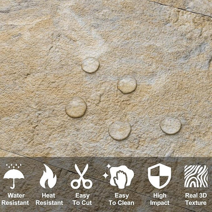 AULIGET 3" x 6" Subway Tile Peel and Stick Backsplash, Thick PVC Stick on Wall Tiles (100, Sandstone)