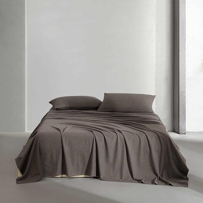 Calvin Klein - King Bed Sheets, Soft Melange Flannel Bedding Set with Deep Pockets, Oeko-TEX Certified (Melange Flannel Chocolate Brown, King)