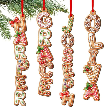 Personalized Christmas Name Letter Ornament 2025, Family Name Ornaments 2025, Personalized Christmas Stocking Tag, Initial Alphabet Monogram, Kids Name Family Letter, Xmas Tree Decor 6