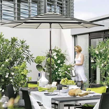 Blissun 9' Outdoor Patio Umbrella, Outdoor Table Umbrella, Yard Umbrella, Market Umbrella with 8 Sturdy Ribs, Push Button Tilt and Crank