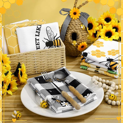 Oudain Bee Kitchen Towels Set of 6 15.8x23.6 Dish Towels Farmhouse Holiday Tabletop Decor Honey Bee