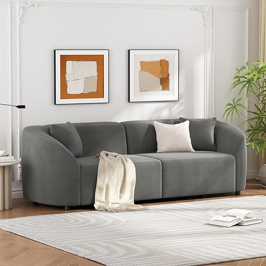 Christopher Knight Home 87.50" Curved Oversized 2 Seater Sofa, Upholstered Couch Chair, Soft Seating, Cozy Loveseat with Armrest, Reading Sofas for Living Room, Home Rest, Grey