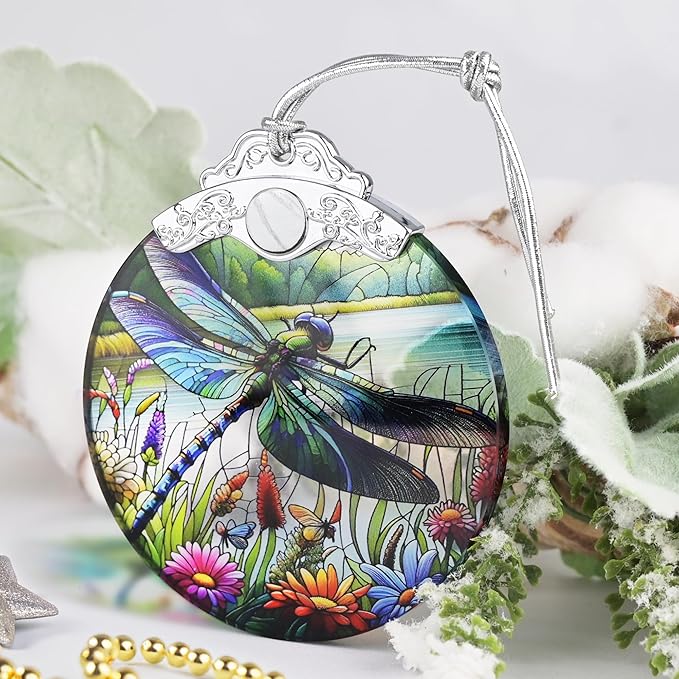 Christmas Ornament, 2025 Ornaments for Christmas Tree, Stained Glass Hanging Ornament, Holiday Ornaments, Unique Gift Idea - Dragonfly