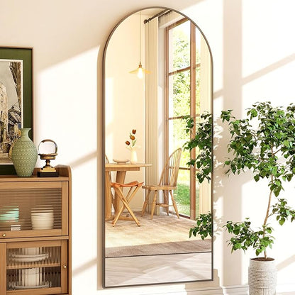 65" x 24"Arched Full Length Mirror - Wall Mounted Floor Mirror- Aluminum Alloy Frame Full Body Mirror for Bathroom Living Room Bedroom and Entryway Black