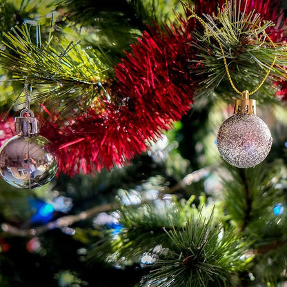 CANREVEL 4 Pieces 26.2 Ft Christmas Garland Metallic Shiny Twist Tinsel Garland Hanging Decorations for Christmas Tree, Mantle, Stairs Railing Decorations - Red