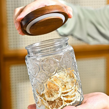 3-Pack 24oz Vintage Glass Jar With Lid, Glass Storage Containers, Airtight Kitchen Storage Containers For Sugar, Coffee, Tea, Spice, Flour, Candy Cookie, Pasta, Cereal