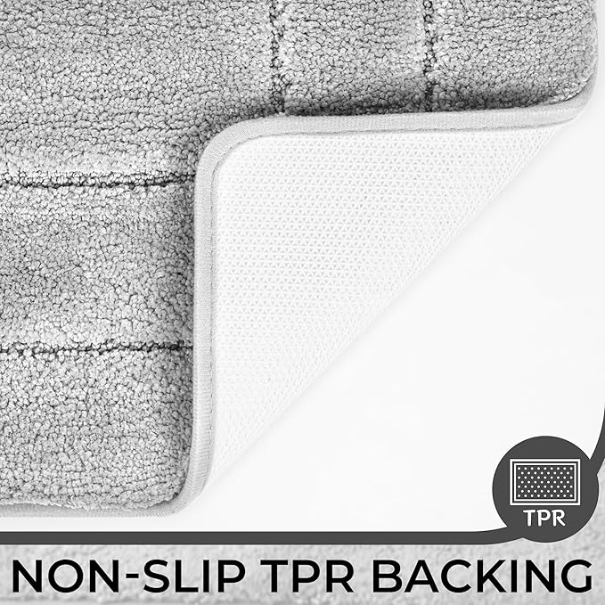 GRANNY SAYS Bathroom Toilet Rugs U Shaped, Bath Mats for Bathroom, Shower Room Rugs Non Slip Washable, Absorbent Microfiber Toilet Mat, Soft Plush Shaggy, 20" x 24", Gray