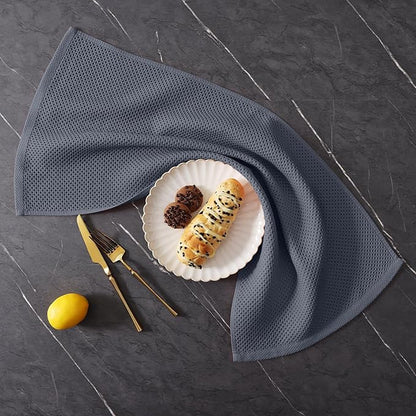 Homaxy 100% Cotton Kitchen Towels and Dishcloths Set, 12 x 12 Inches and 13 x 28 Inches, Set of 12 Bulk Kitchen Towels Set, Ultra Soft Absorbent Dish Cloths for Washing Dishes, Dark Grey