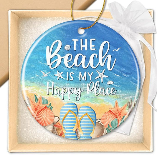 ZAGKOO Beach Themed Gift - Beach Gifts for Women - Beachy Ornaments - Decoration Gifts for Women, Men, Family, Friends - Beachy Christmas Party Decorations - Ceramic Christmas Ornament 2025