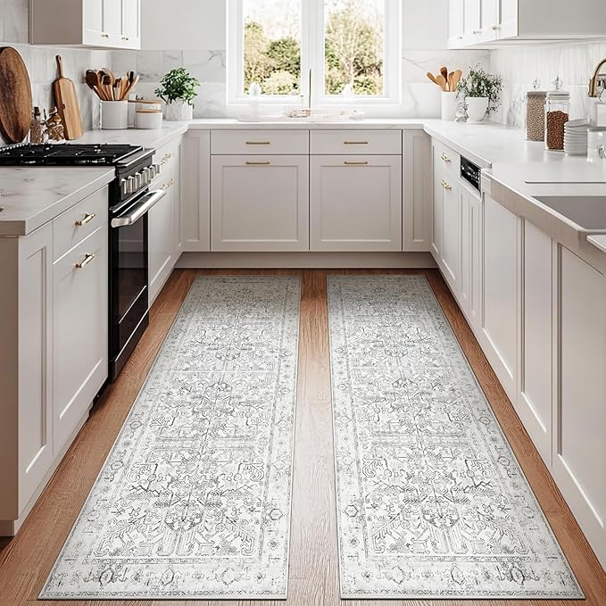 jinchan Bohemian Runner Rugs 3x10 Set of 2 Washable Non-Slip, Grey