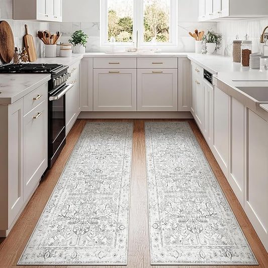 jinchan Bohemian Runner Rugs 3x10 Set of 2 Washable Non-Slip, Grey
