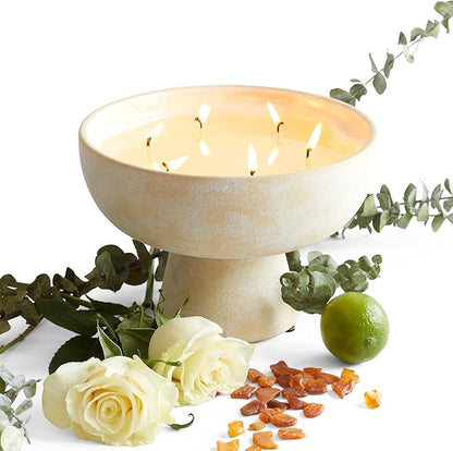 BLUEME Focus - Eucalyptus & Lime, Luxury Candle w/Essential Oils, 6 Wick, Hand-Poured Soy, Cotton Wick, Ceramic