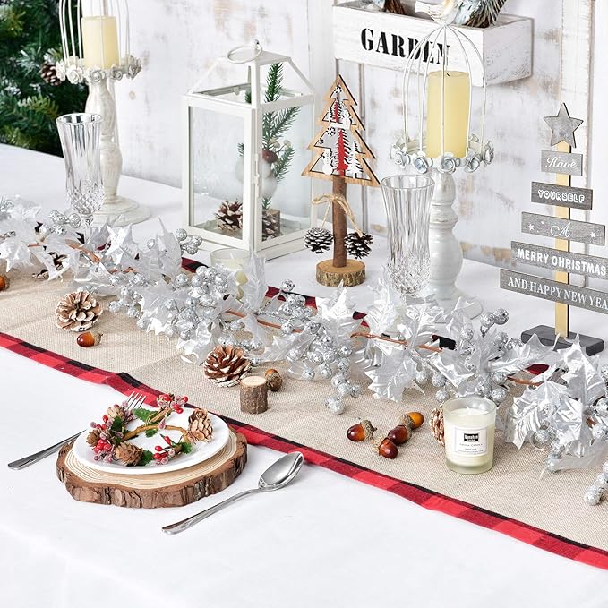 DearHouse 6FT Silver Berry Christmas Garland, Flexible Artificial Berry Garland for Indoor Outdoor Home Fireplace Decoration for Winter Christmas Holiday New Year Decor