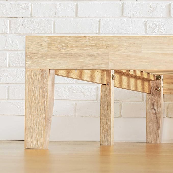 Mellow Naturalista Classic 12 Inch Solid Wood Platform Bed with Wooden Slats, Full, White Wash