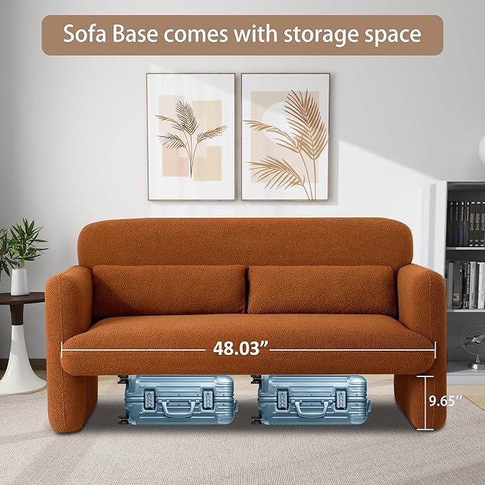 59.06'' Loveseat Sofa, 2 Seater Sherpa Fabric Love Seat Couch, Comfy Upholstered Modern Leisure Loveseat Couches with 2 Waist Pillow for Bedroom, Office, Living Room