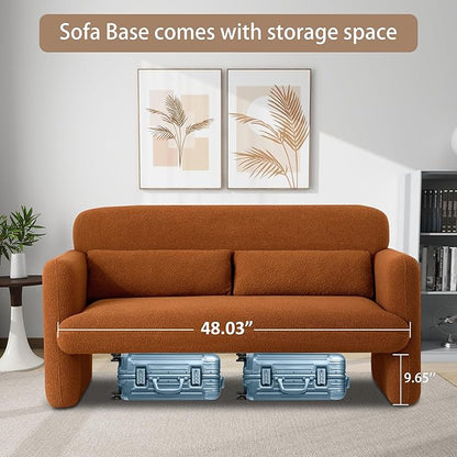 59.06'' Loveseat Sofa, 2 Seater Sherpa Fabric Love Seat Couch, Comfy Upholstered Modern Leisure Loveseat Couches with 2 Waist Pillow for Bedroom, Office, Living Room