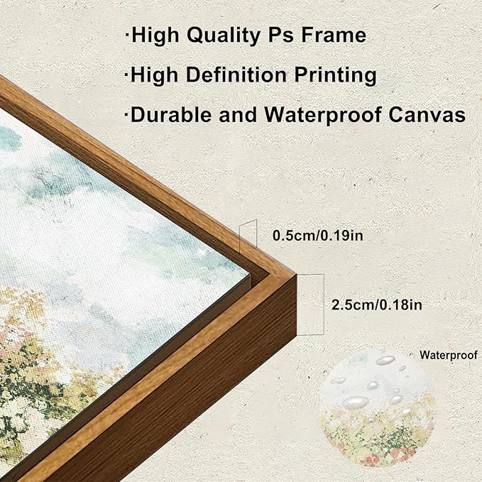 KBKBART Framed Wall Art for Bedroom & Bathroom, Vintage Spring Flower Pictures Aesthetic Farmhouse Wall Decor, Canvas Oil Painting, Summer Room Decor (12x16)