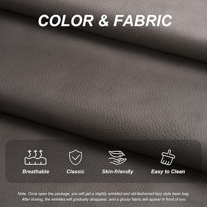 Hobestluk Giant Bean Bag Chair Lazy Floor Sofa, Fireside Sofa for Adults, Big Beanbag Faux Leather Armless Chair for Living Room Bedroom Dorm Office (Grey, Single)