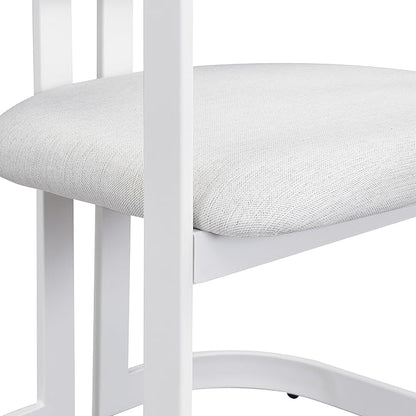 Christopher Knight Home Auber Modern Upholstered Dining Chair Set of 2, Fabric Upholstery Dining Set with Metal Frame, Comfy Side Chair for Living Room, Beige+White