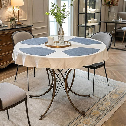 Homaxy Round Table Placemats Set of 6, Washable Wedge Shaped Faux Leather Table Mats, Wipeable Kitchen Dinner Place Mats for Indoor Outdoor, Blue