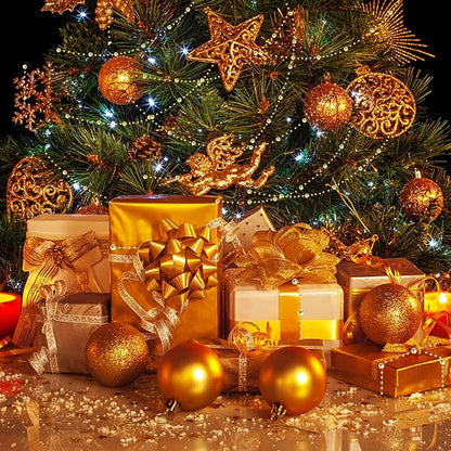 Christmas Tree Beads Garland,66 Feet Gold Pearl Strands Chain Sparkle for Christmas Tree Decoration and Crafts