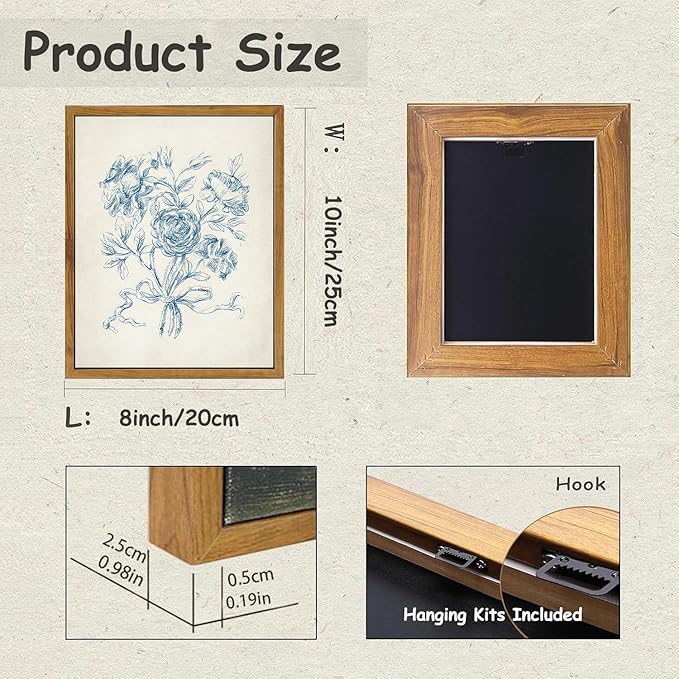 KBKBART Framed Floral Wall Art, Vintage Blue Rose Bouquet Sketch Canvas Oil Painting, Antique Victorian Wall Decor, Minimalist Bedroom Wall Art Aesthetic, Neutral Flower Art Prints for Bedroom Living Room, Gallery, Gifts for Friends or Family(9"x12")