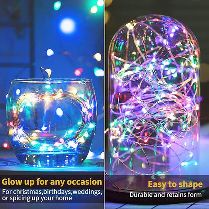 Brightown 12 Pack Multi-Color Fairy Lights Battery Operated - 7ft 20 LED Waterproof Micro Firefly Lights for Christmas Decor, DIY Craft, Wedding Table Centerpieces, Flowers