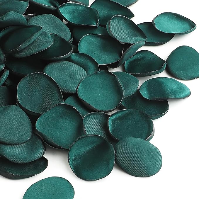Floroom 300pcs Rose Petals Emerald Green Faux Silk Flower Petals for Wedding Flower Girl Basket Aisle Scatter Dinner Table Centerpieces Party Confetti Bridal Shower Romantic Night Decoration