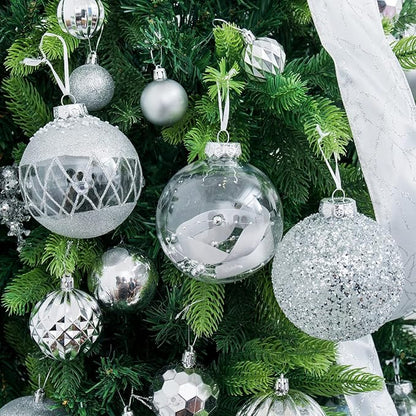 XmasExp Christmas Ball Ornaments Set, Shatterproof Christmastree Decorations,6ct Large Plastic Hanging Ornaments,100mm/4, Silver