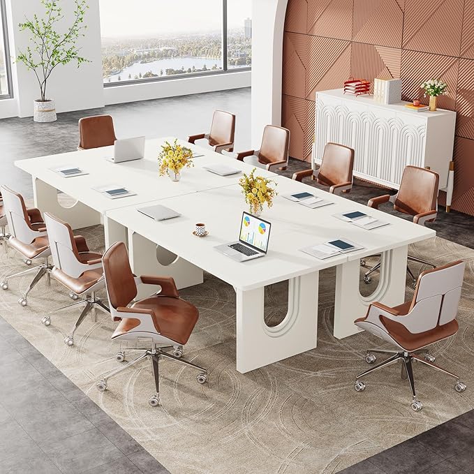 Tribesigns Modern Executive Desk, 70.9" Large Office Computer Desk, Conference Table Meeting Room Table, Simple White Workstation Business Furniture for Home Office