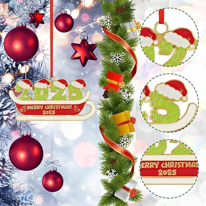 2025 Dated Merry Christmas Ornament for Holiday Party Decor, Metal Ornament for Home, Xmas Gift Cute Tree Decorations