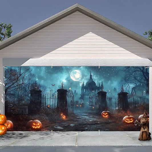 6 x 13 ft Halloween Garage Door Decorations Halloween decorations Witch Door Cover, Hanging Banner, Cauldron Backdrop Mural for Home, Outdoor, Indoor, Spooky Party, Wall, Window (Discard)