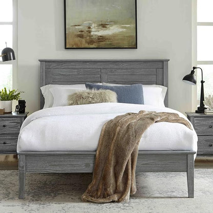 Grain Wood Furniture Greenport Solid Wood Platform Bed, Full Size, Brushed Grey