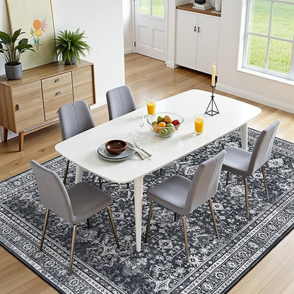 Lofus 8x10 Area Rug for Living Room,Black Washable Area Rugs with Non-Slip Backing,Soft Boho Carpets for Bedroom Dining Room Home Office Indoor Nursery