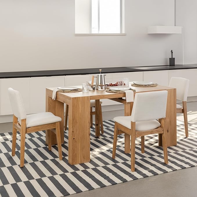 Transformer Table Extendable Dining Table Set for 4 to 12, Wood with Extending Panels & Stackable Chairs, Space Saving Small Table and Chairs Set of 4, Modern Dining Room Table Set