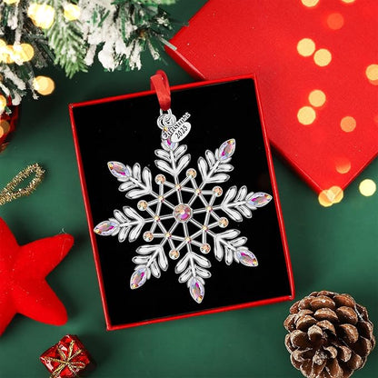 Christmas Snowflake Ornaments 2025 Decorations for Christmas Tree, Metal Hanging Rhinestones Ornament Decor, Glitter Crafts Snowflake Decorations Indoor Xmas Gifts for Holidays Winter Annual Keepsake