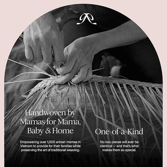 BEBE BASK The Original Scalloped Basket Set Of 2 – Small Scallop Basket - 15 x 10 x 6 In - Hand-Woven & Award-Winning - Elegant Wicker With Scalloped Edge Lid - Nursery Storage - (Natural)