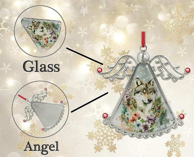 XUTAI Angel Christmas Tree Ornament Glass Christmas Hanging Angel Glass Pendant for Holiday Decoration - Wolf