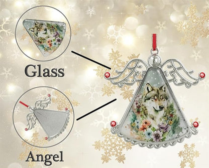 XUTAI Angel Christmas Tree Ornament Glass Christmas Hanging Angel Glass Pendant for Holiday Decoration - Wolf
