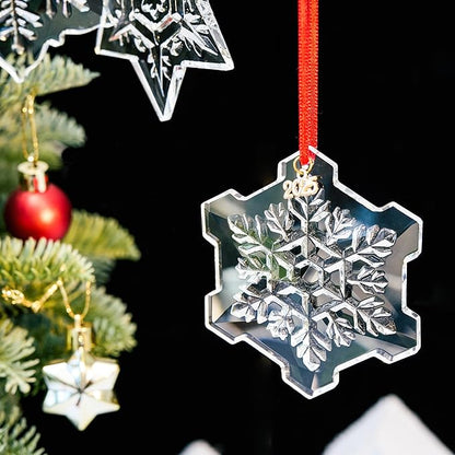 Crystal Snowflake Ornaments for Christmas Tree, 2025 Clear Glass Snowflake Ornament, 3.5" Crystal Christmas Snow Flake for Tree, Xmas Gift for Home Decoration