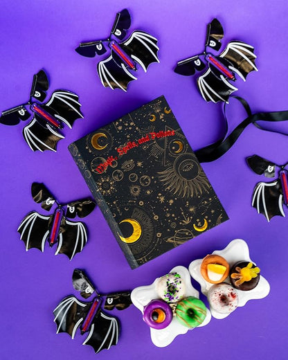 Send A Cake Enchanted Spell Book Gift Box with Flying Bat Surprise – 6 Mini Donuts – Halloween Treats for Kids & Adults, Unique Birthday Gift, Fun Delivery for All Ages