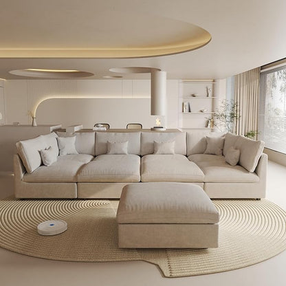 Cloud Couch for LivingRoom,190" U Shaped Modular Sectional Couch with Storage Ottoman,Down Filled 9 Seater Convertible Sleeper Sofa Bed Oversized Furniture.