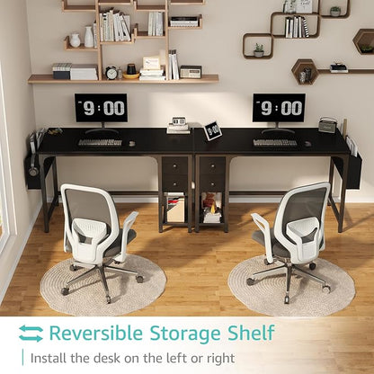 Lufeiya Gaming Desk with Fabric Drawers, 47 Inch Computer Desk for Home Office, Modern Simple Study Writing Table PC Desks for Bedroom, Black