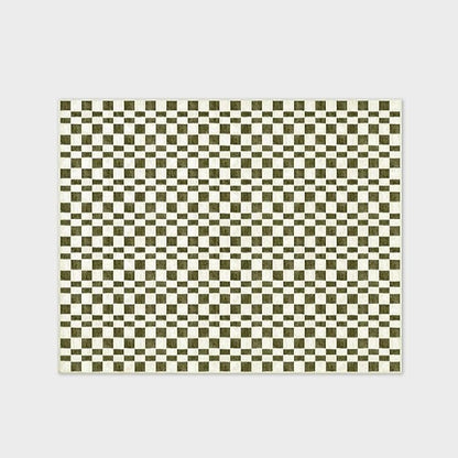 EVERGRACE Checkered Plaid Area Rug 8x10, Soft Fuzzy Faux Wool Rugs Washable Christmas Rugs Large Rug Carpet for Entryway Bedroom Living Room Hallway Kitchen Dining Room and Laundry Room, Olive Green