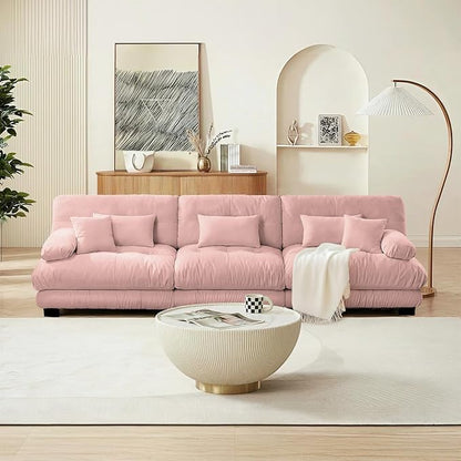 SoarFlash 133.8” Sectional Sofa 3 Seat Couch, L Shaped Modern Sofa with Solid Wood Legs, Couches Sofas for Living Room Apartment, Comfortable Small Couches for Small Spaces, Pink