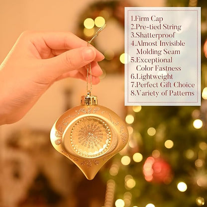 Valery Madelyn Ornaments for Christmas Trees, 60ct Red Green Blue and Gold Shatterproof Christmas Tree Decorations, Luxury Hanging Ball Ornaments Bulk for Xmas Holiday Party Decor