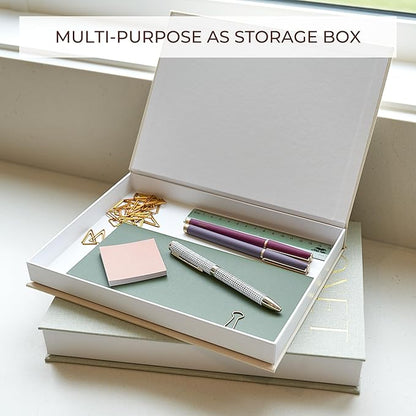 Beautiful Decorative Books - Set of 2 Linen Boxes Enhance Your Table, Bookshelf or Mantel Decor - Aesthetic Fake/Faux Books for Modern Home Decoration, Photo Storage and as a Keepsake Box