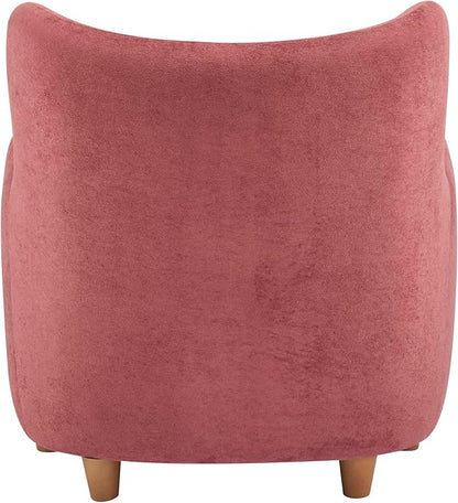Christopher Knight Home Auden Low Profile Wingback Accent Chair, Fabric Club Chair, Velvet Upholstered Armchair, Curved Backrest Single Sofa, Soft Reading Lounge Chair for Living Room, Smoky Red