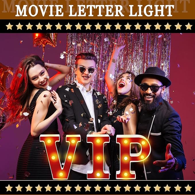 VIP Light up Letters Sign Party Decorations Battery Powered Marquee Lighted Sign LED Alphabet Letter Lights for Night Party Birthday Home Tabletop Decor Supplies